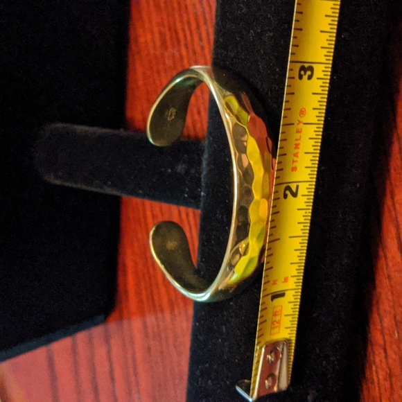 Bracelet Beveled Designed Goldtone Steel Children's Cuff - Picture 6 of 8